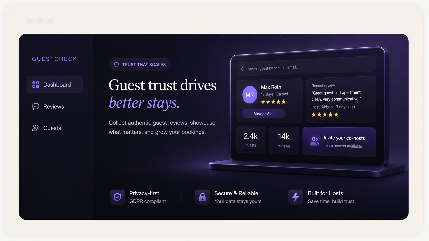 Guest Reputation System — SaaS dashboard